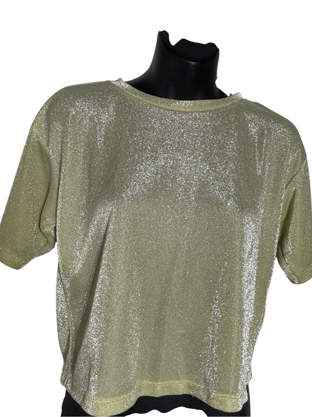 Anthropologie women’s xs short sleeve shine crop tee green fairycore